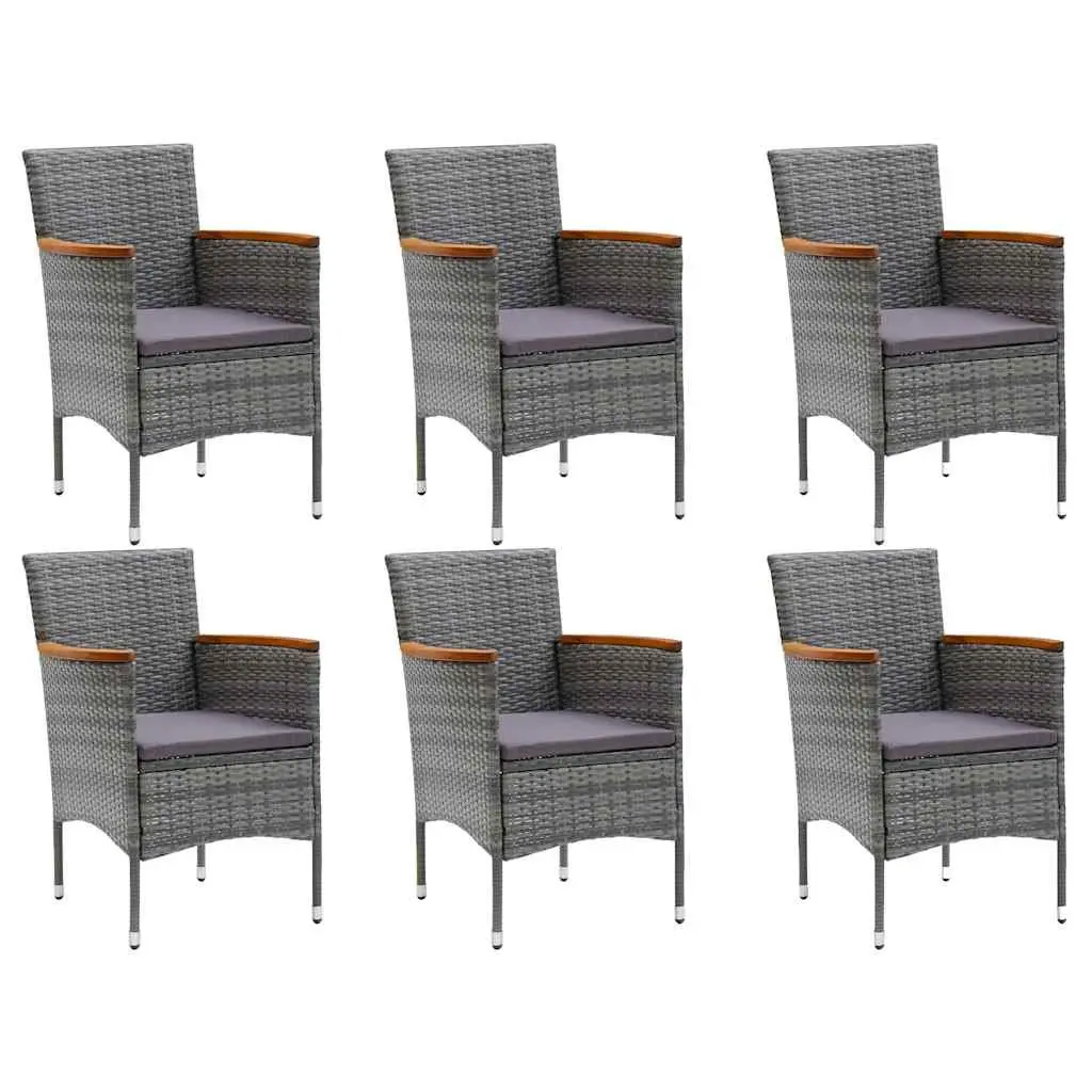 Garden Dining Set Grey Rattan 7 Piece Outdoor Furniture Table Chairs