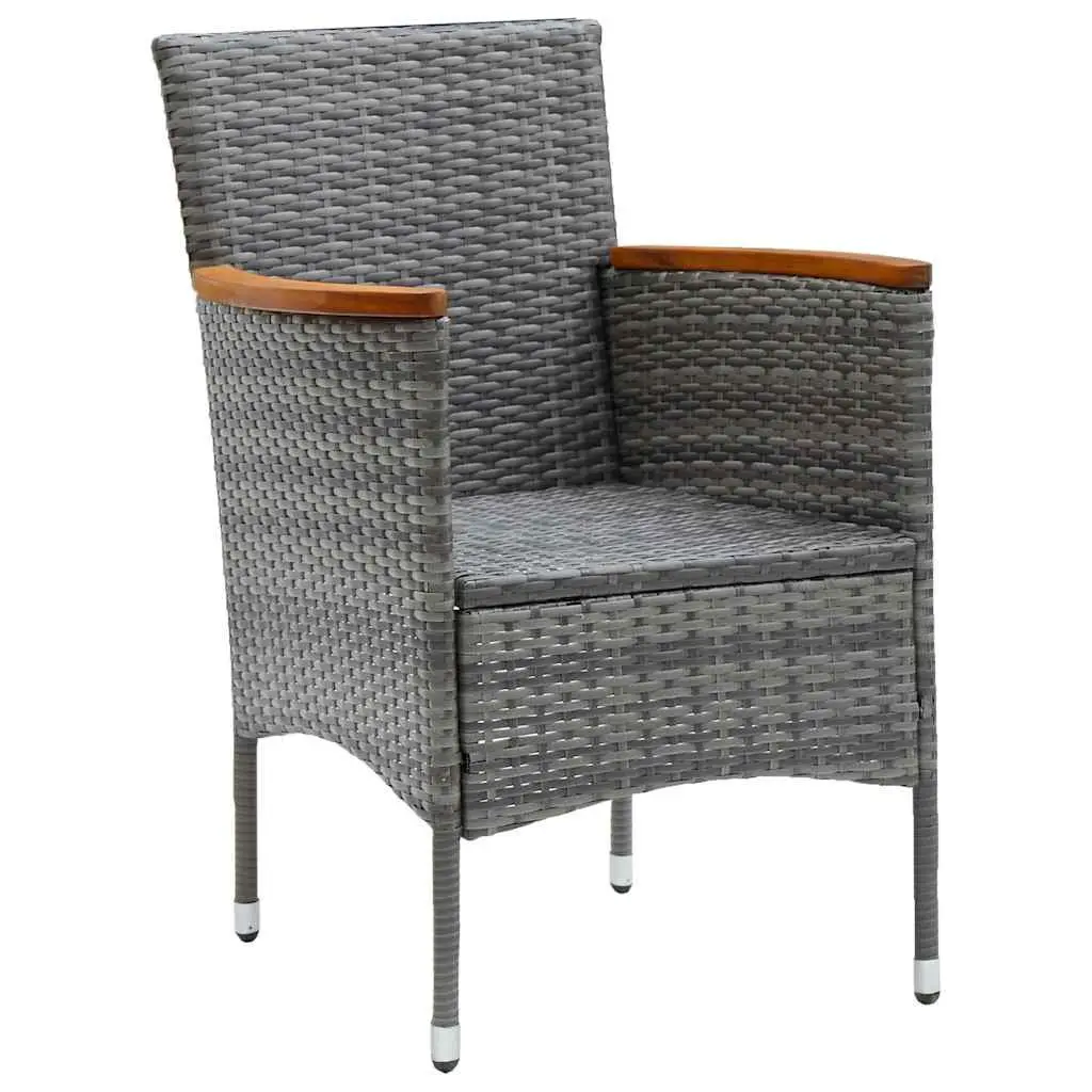 Garden Dining Set Grey Rattan 7 Piece Outdoor Furniture Table Chairs
