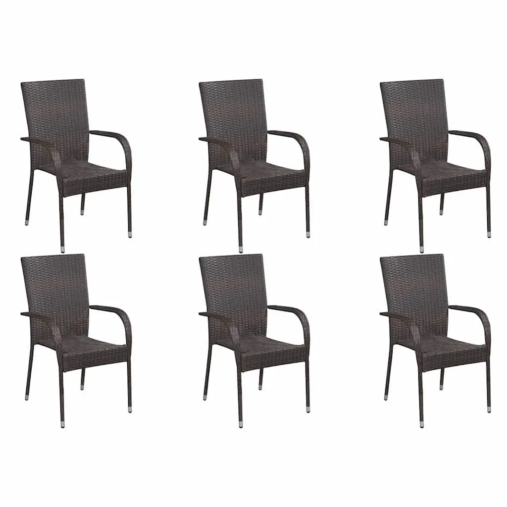 7 Piece Garden Dining Set Acacia Wood Table Powder-Coated Steel Chairs Brown