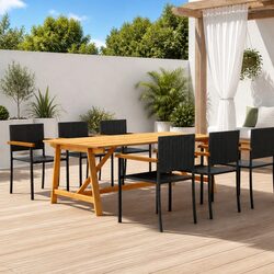 7 Piece Outdoor Dining Set – Durable Black Garden Furniture