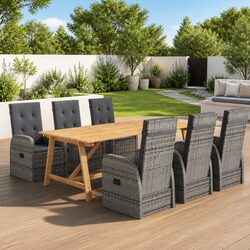 7-Piece Garden Dining Set with Durable Grey Rattan