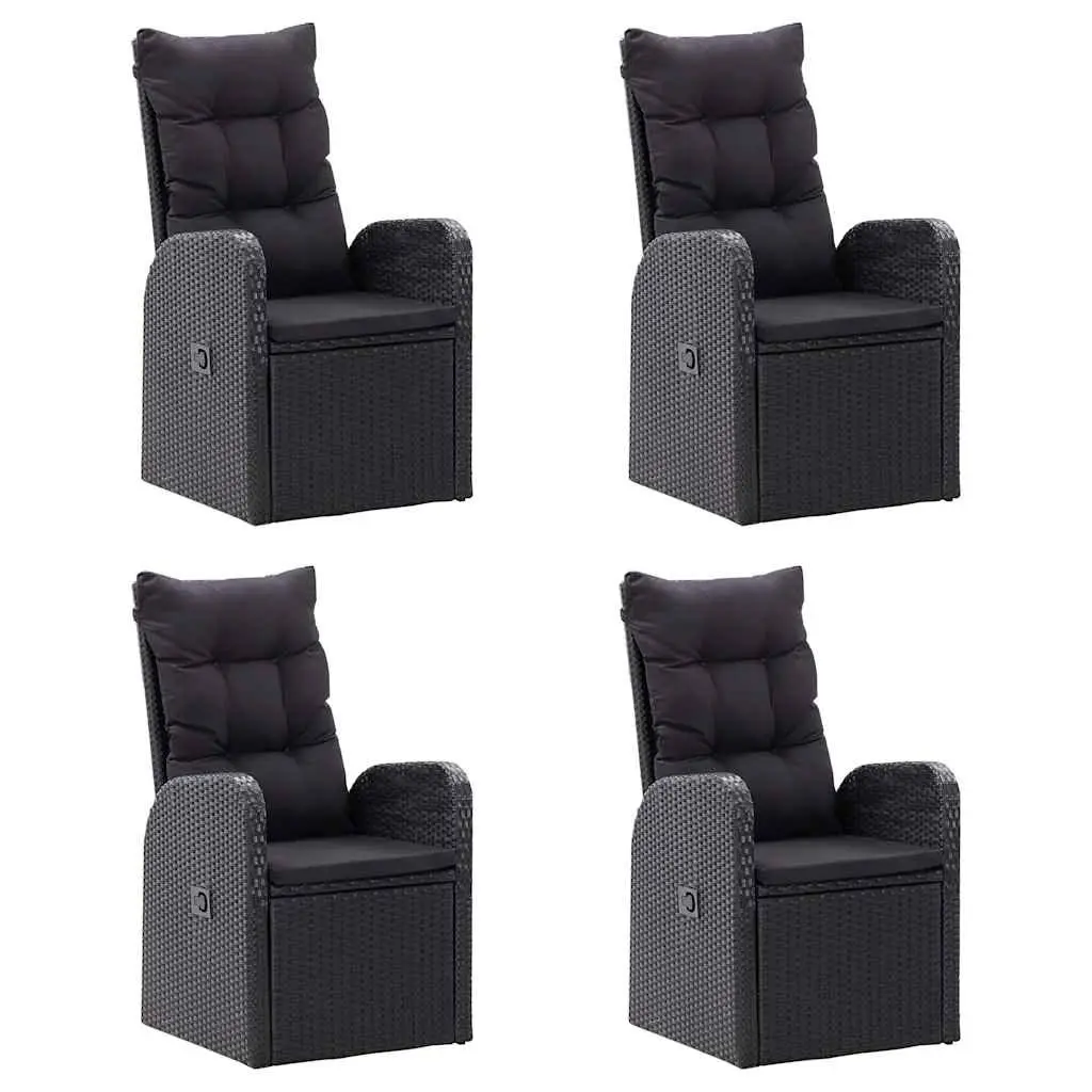 7 Piece Garden Dining Set Acacia Wood Steel Rattan Black