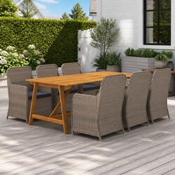 7-Piece Garden Dining Set with Brown Table and Chairs