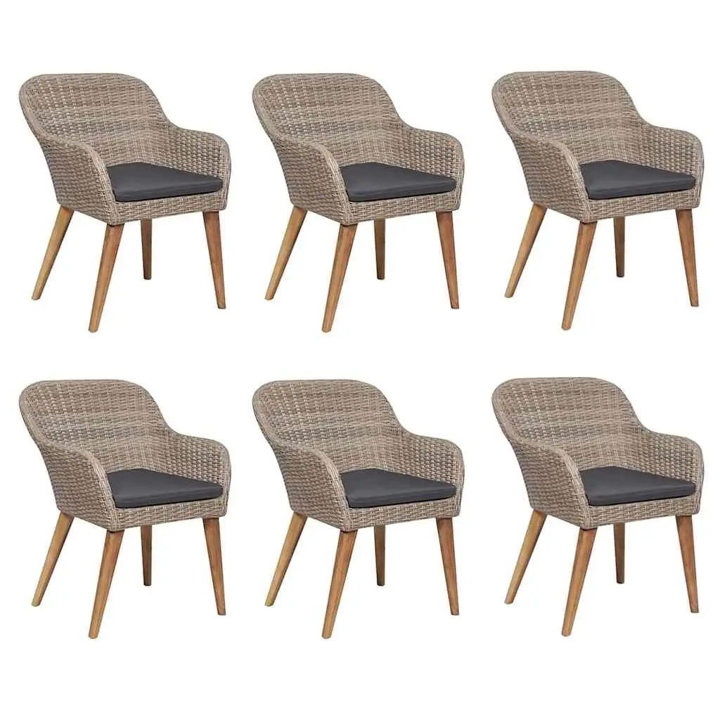 Garden Dining Set 7 Piece Outdoor Furniture Brown Table Chairs Rattan Patio