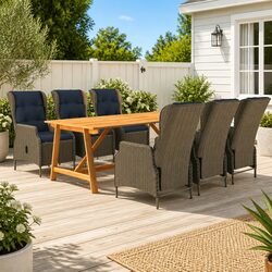 Premium 7 Piece Garden Dining Set with Solid Acacia Table
