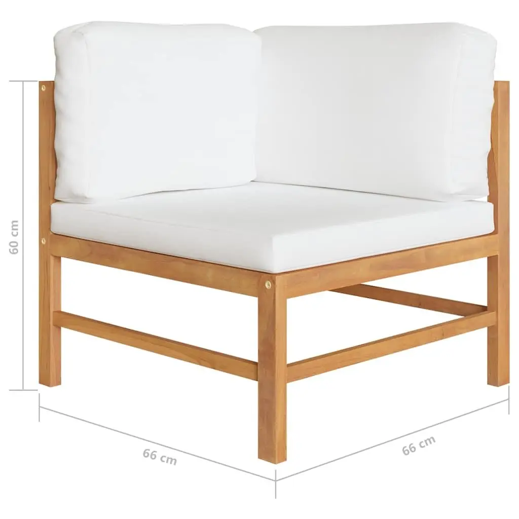 Teak 2-Seater Garden Bench with Cream Cushions
