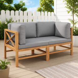 Exceptional 2-Seater Outdoor Garden Bench with Grey Cushions