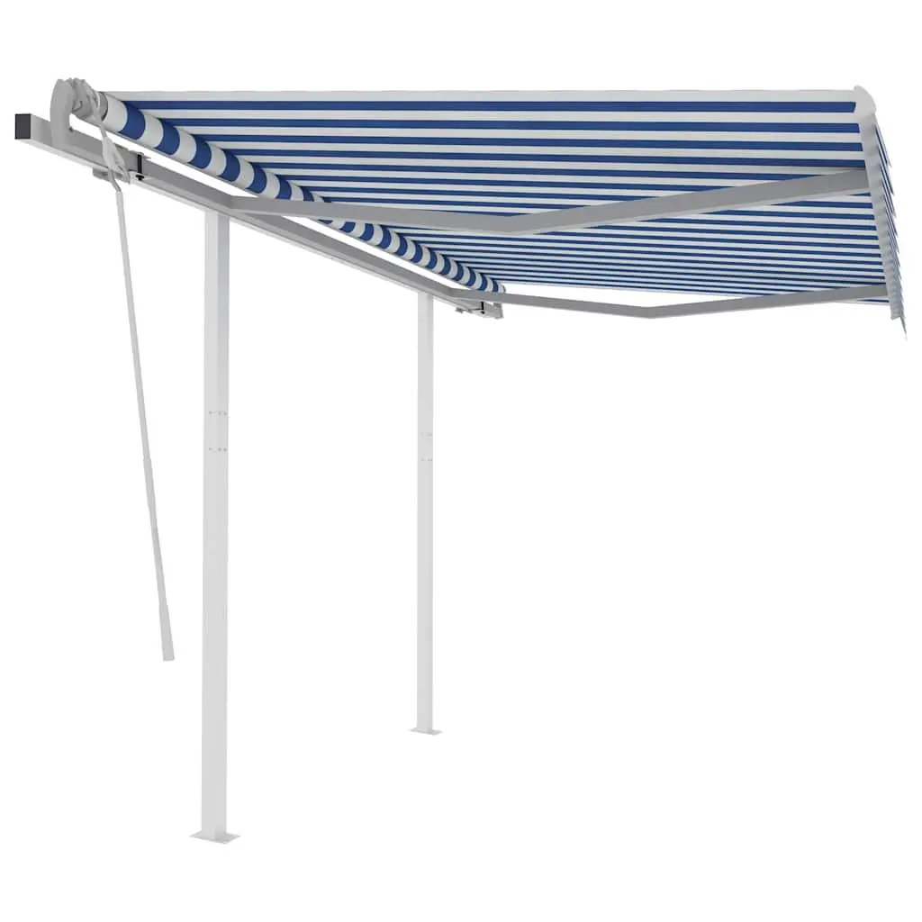 Manual Retractable Awning Aluminium 3x2.5m Blue White