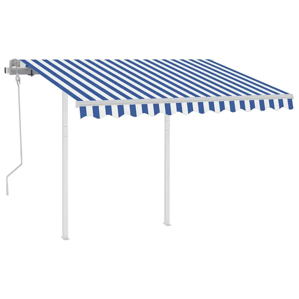 Manual Retractable Awning Aluminium 3x2.5m Blue White