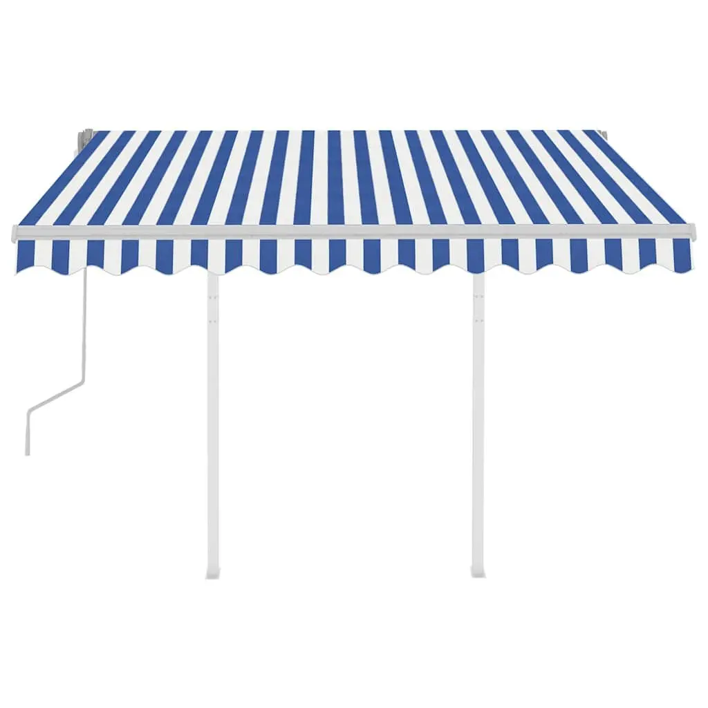 Manual Retractable Awning Aluminium 3x2.5m Blue White