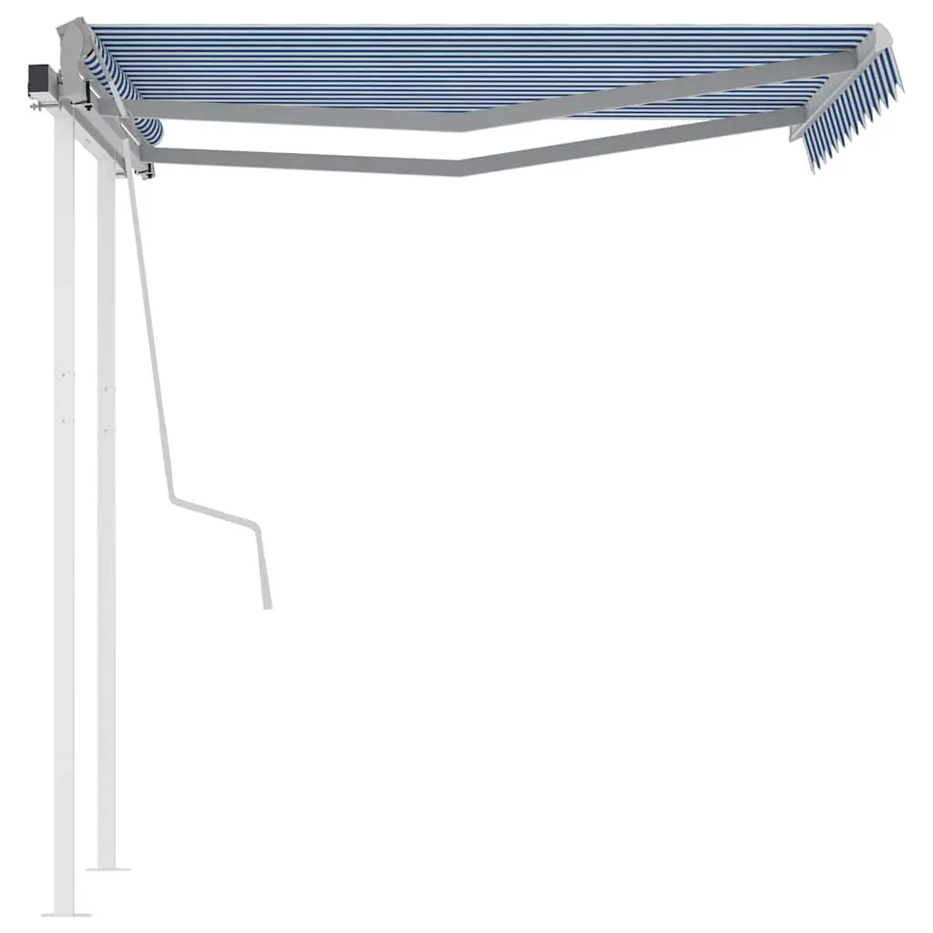Manual Retractable Awning Aluminium 3x2.5m Blue White