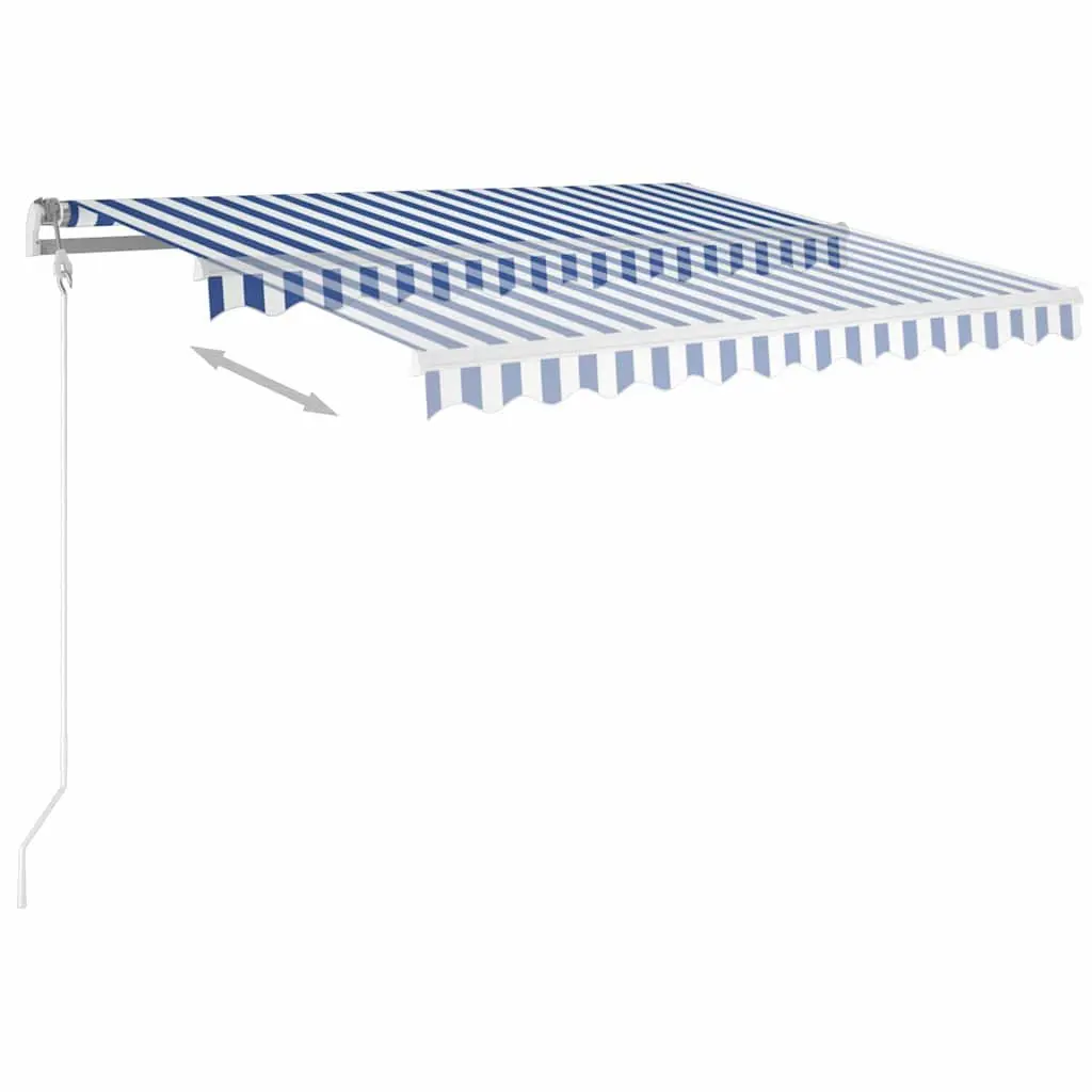 Manual Retractable Awning Aluminium 3x2.5m Blue White