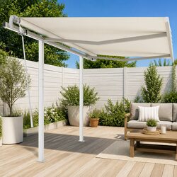 Durable Manual Retractable Awning 3x2.5m Cream Shade