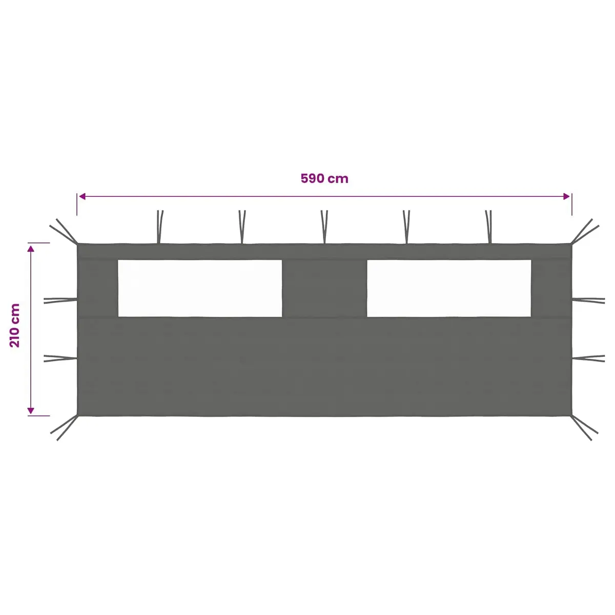 Gazebo Sidewall Fabric 6x2 m Anthracite with PVC Window