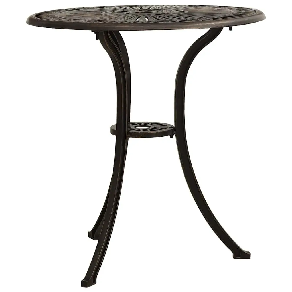3 Piece Bistro Set Cast Aluminium Outdoor Garden Furniture Table Chairs Brown