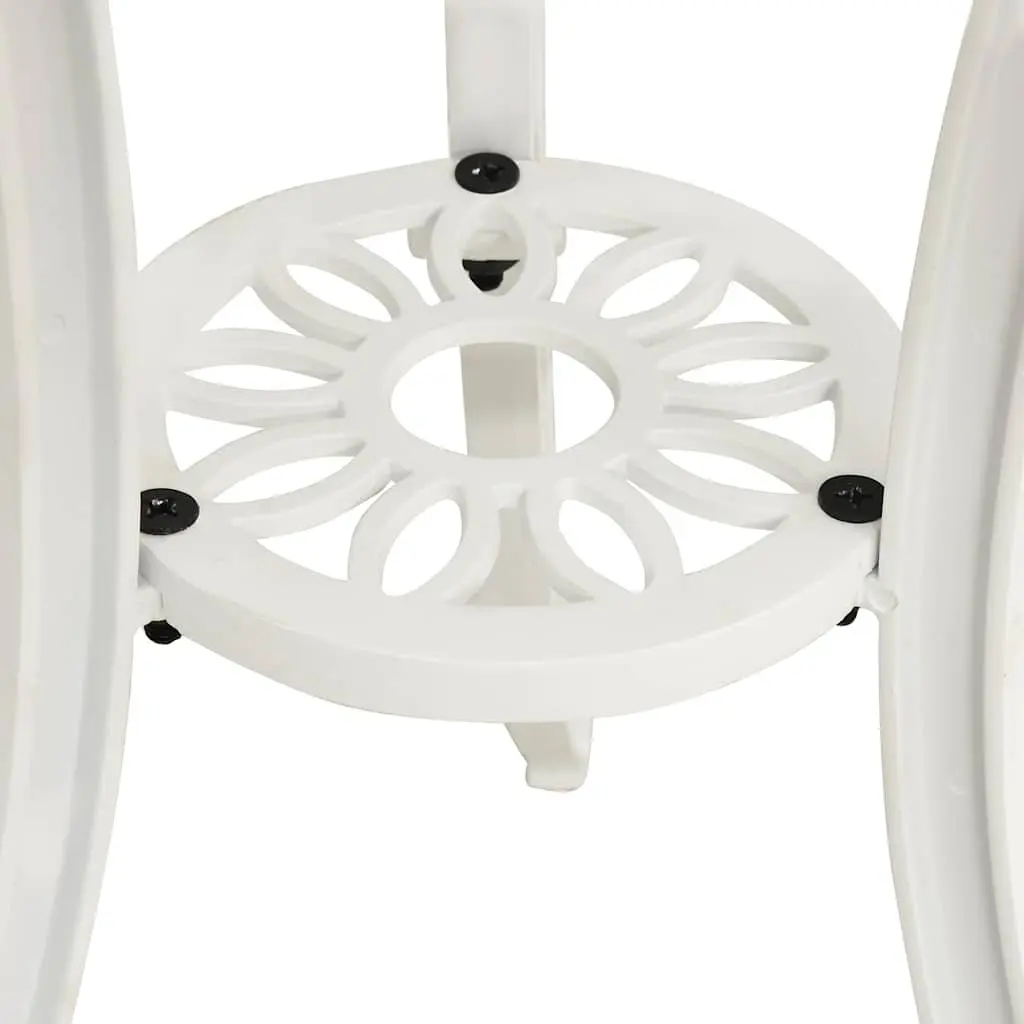 Bistro Set Cast Aluminium 3 Piece White Outdoor Garden Furniture Chairs Table