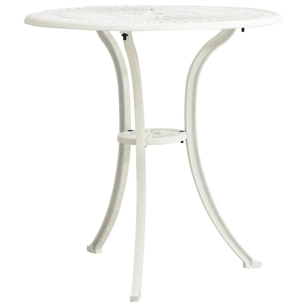 Bistro Set Cast Aluminium 3 Piece White Outdoor Garden Furniture Chairs Table