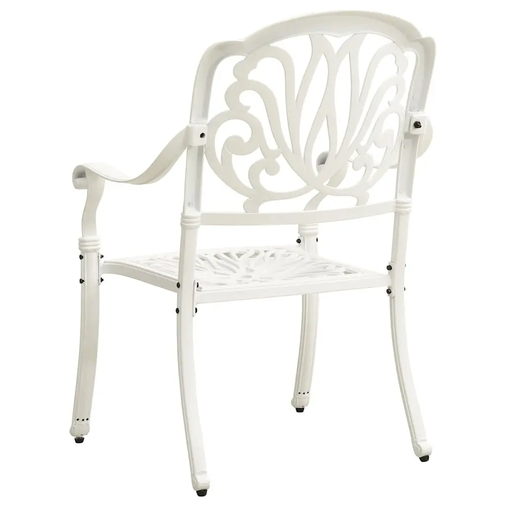 Bistro Set Cast Aluminium 3 Piece White Outdoor Garden Furniture Chairs Table