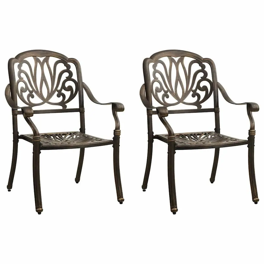 3 Piece Bistro Set Cast Aluminium Outdoor Garden Furniture Brown