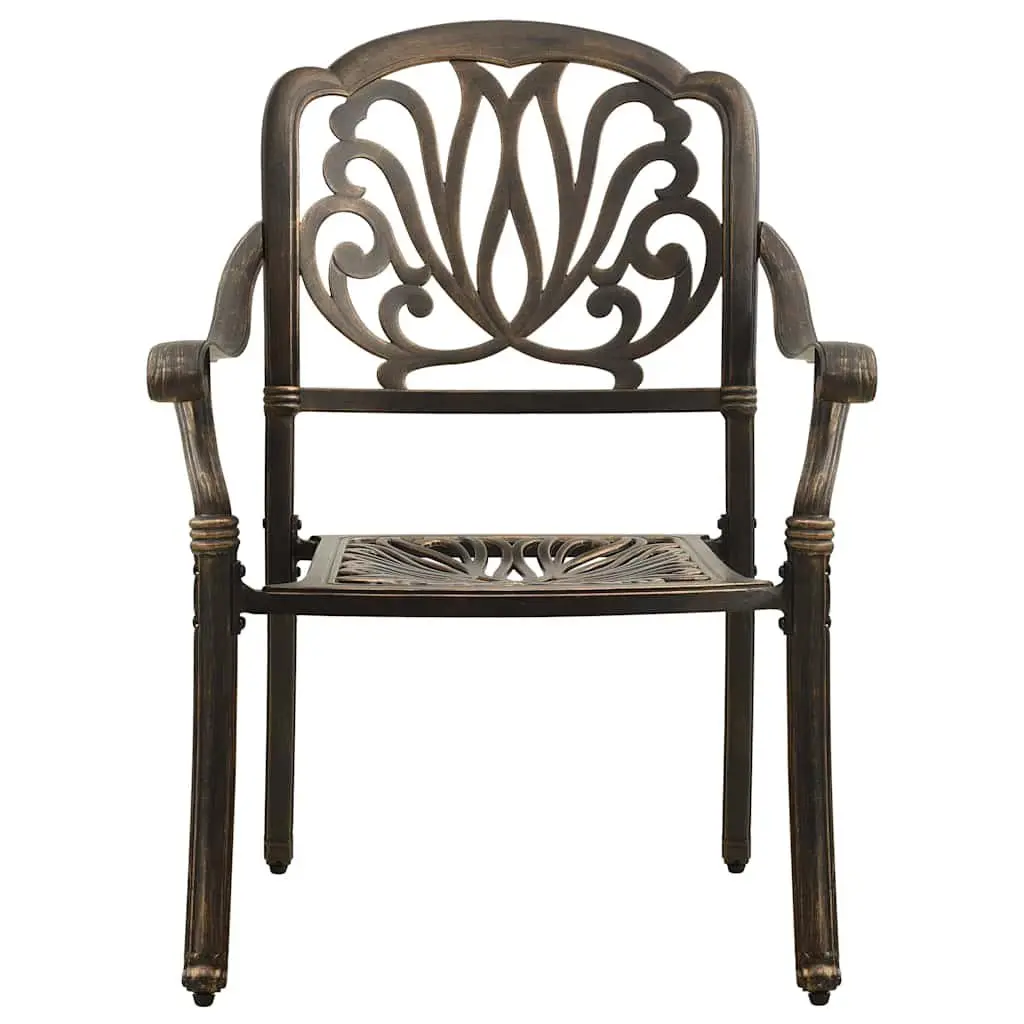 3 Piece Bistro Set Cast Aluminium Outdoor Garden Furniture Brown