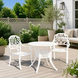 3-Piece White Outdoor Bistro Set for Garden or Patio