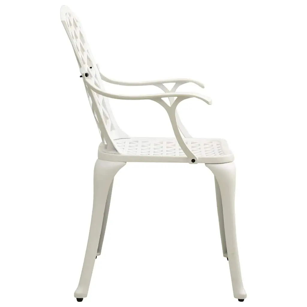 3 Piece Outdoor Bistro Set White Cast Aluminium Patio Furniture Garden Chairs
