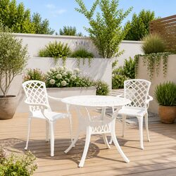 Durable 3 Piece Bistro Set with Cast Aluminium Chairs