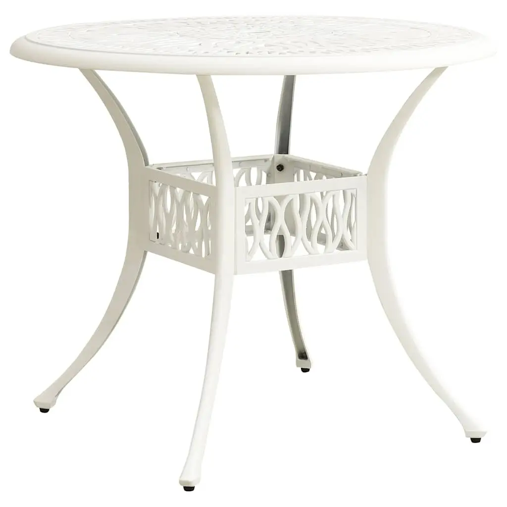 3 Piece Bistro Set Cast Aluminium White Outdoor Furniture Coffee Table Chairs
