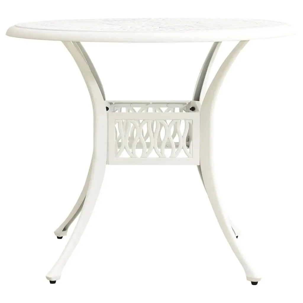 3 Piece Bistro Set Cast Aluminium White Outdoor Furniture Coffee Table Chairs