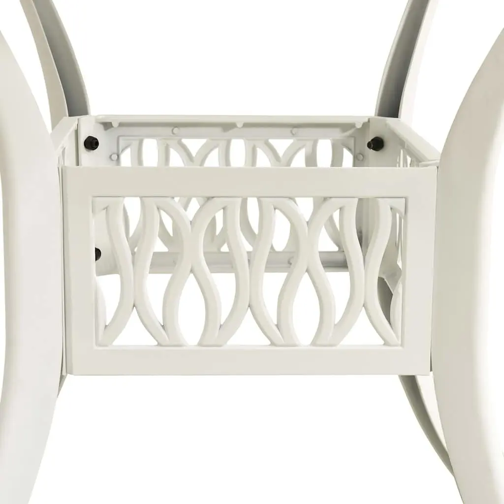 3 Piece Bistro Set Cast Aluminium White Outdoor Chairs Table Umbrella Hole