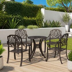 Elegant 5 Piece Cast Aluminium Bistro Set for Outdoors