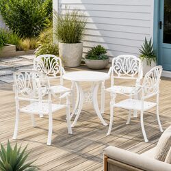 Durable 5-Piece White Bistro Set for Garden or Patio