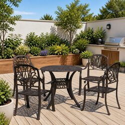 5 Piece Cast Aluminium Bistro Set for Outdoor Dining