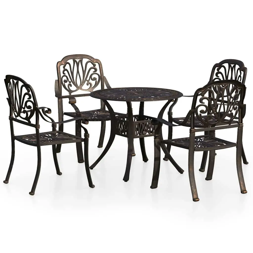 5 Piece Cast Aluminium Bistro Set for Outdoor Dining