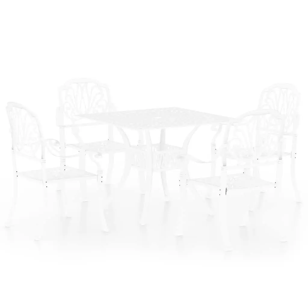 5-Piece White Cast Aluminium Outdoor Bistro Set