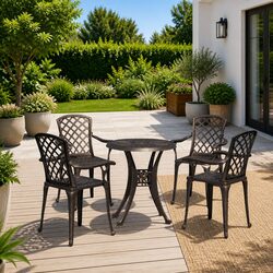 Sturdy 5 Piece Outdoor Bistro Set with Umbrella Hole