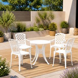 Sturdy 5 Piece Outdoor Bistro Set in White