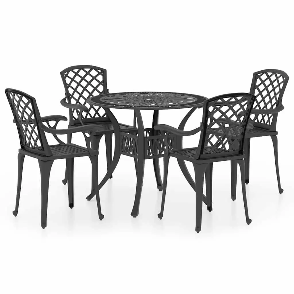 5 Piece Black Bistro Set for Outdoor Spaces