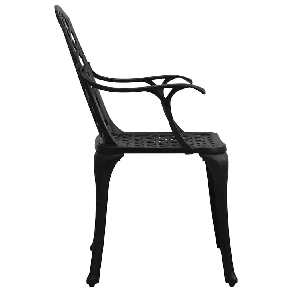 Bistro Set Cast Aluminium Black 5 Piece Outdoor Furniture Table Chairs
