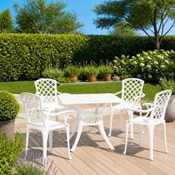 5-Piece Cast Aluminium Bistro Set in White