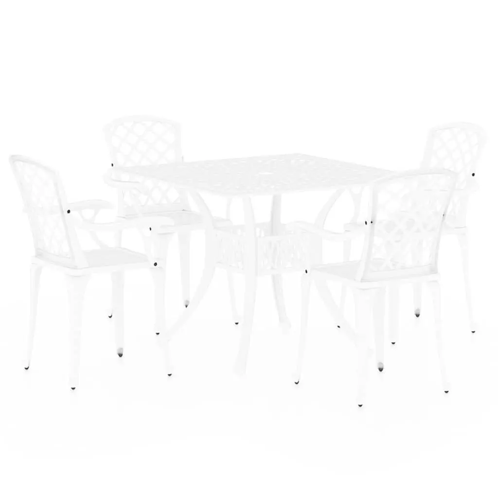 5 Piece Outdoor Bistro Set Cast Aluminium White