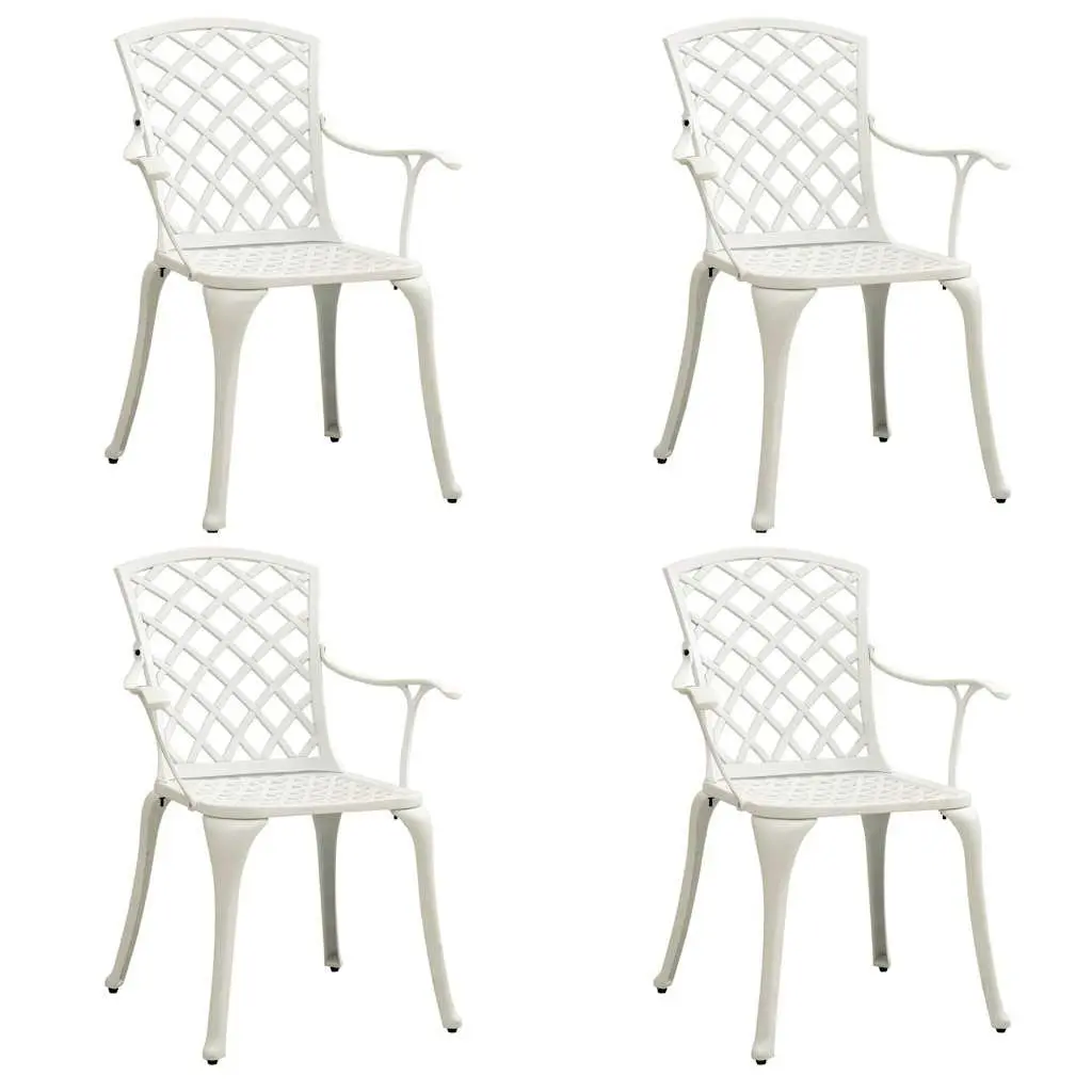 5 Piece Outdoor Bistro Set Cast Aluminium White