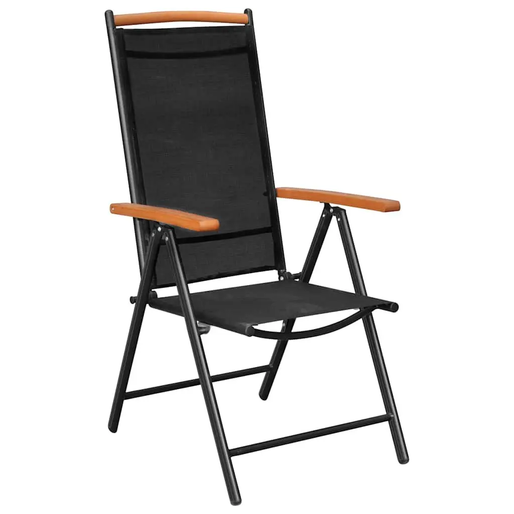 Garden Dining Set Powder-coated Aluminium WPC Table Black 5 Piece