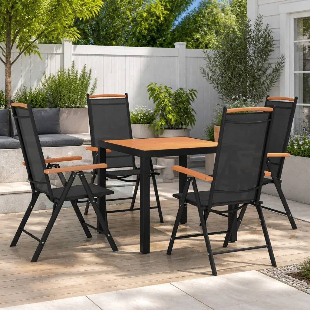 5 Piece Outdoor Dining Set with Folding Chairs
