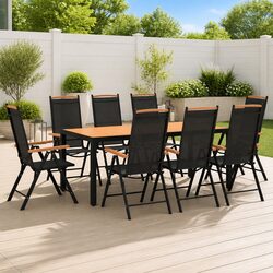 Premium 9 Piece Black Aluminium Garden Dining Set