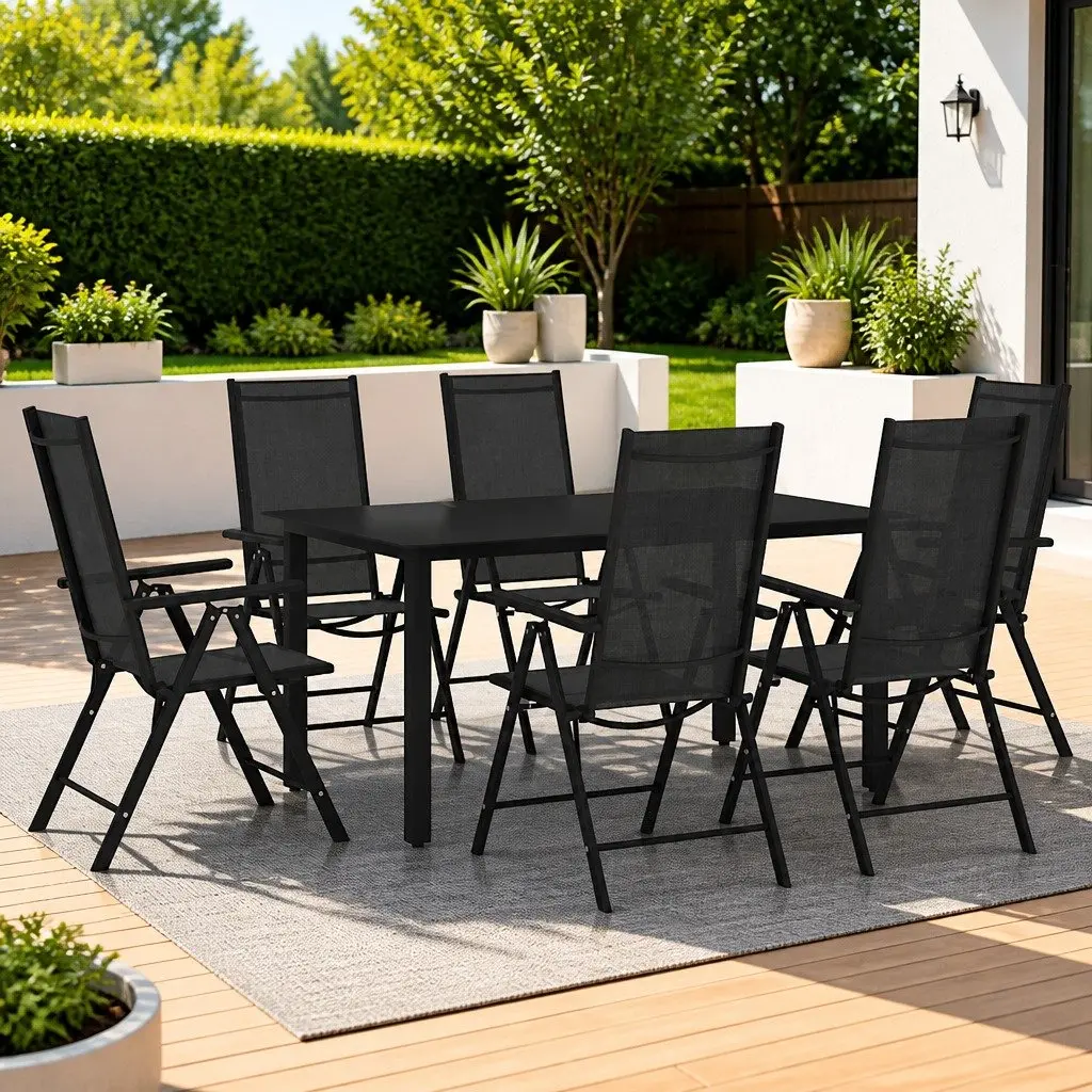 7 Piece Garden Dining Set with Aluminium Chairs