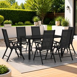 Premium 7 Piece Garden Dining Set with Aluminium Chairs