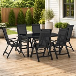 7-Piece Outdoor Dining Set with Anthracite Aluminium Frame