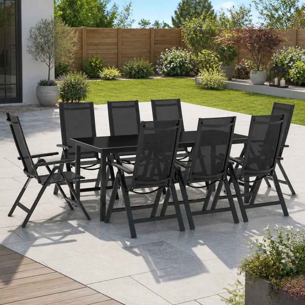 9 Piece Garden Dining Set with Anthracite Chairs
