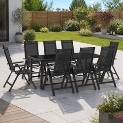 Durable 9 Piece Garden Dining Set with Anthracite Chairs